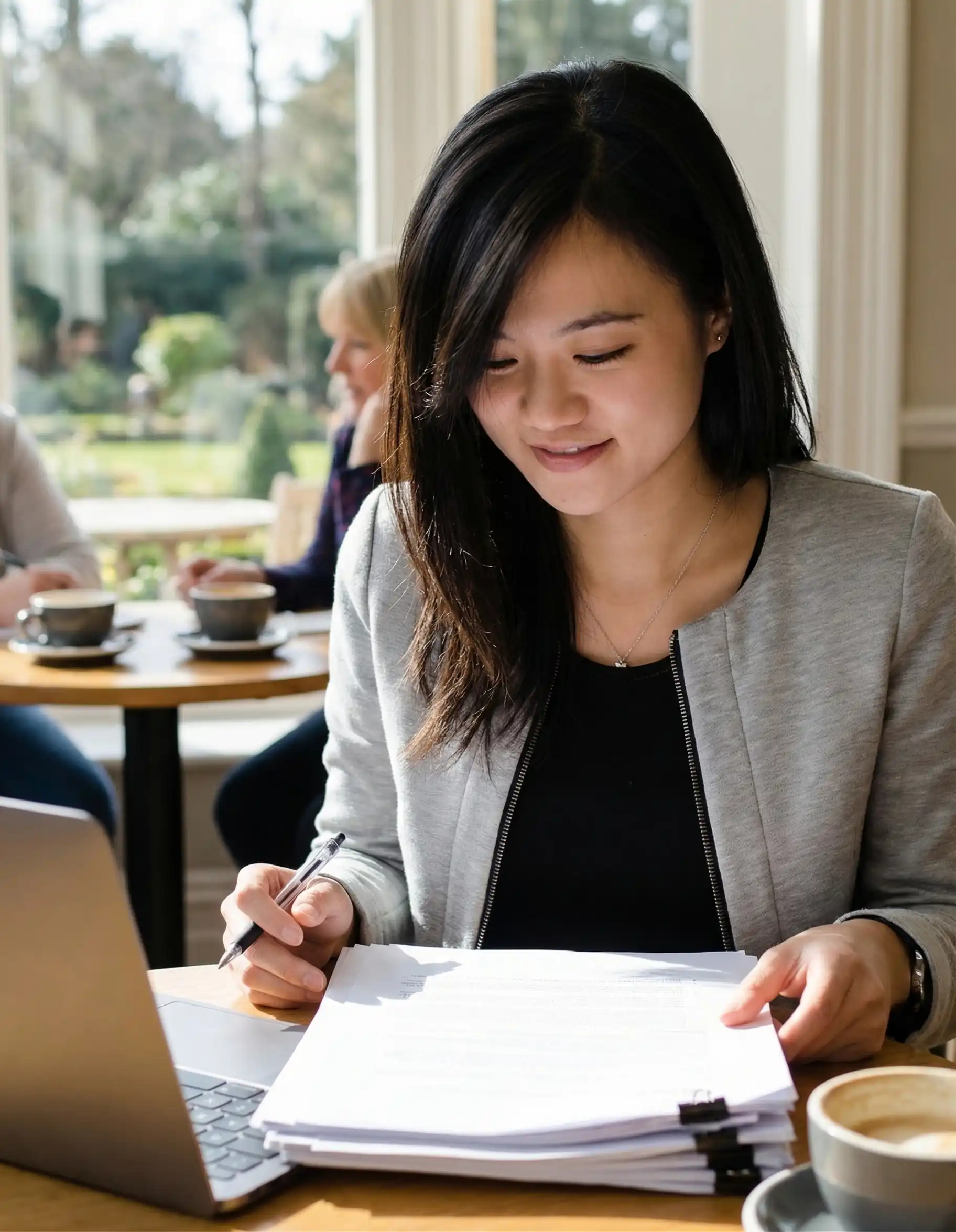 Carol Chin meeting with clients